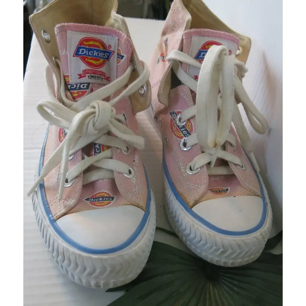 DICKIES High Top Canvas Print Tennis Shoes Sneaker Size 4 Girls Lace Up Pink Y2K